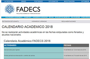 CALENDARIO ACADÉMICO 2018