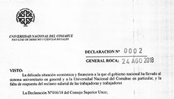 DECLARACIÓN DE LA FADECS SOBRE PANORAMA UNIVERSITARIO