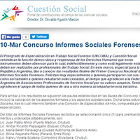 1º CONCURSO NACIONAL DE INFORMES SOCIALES FORENSE: RESULTADOS FINALES