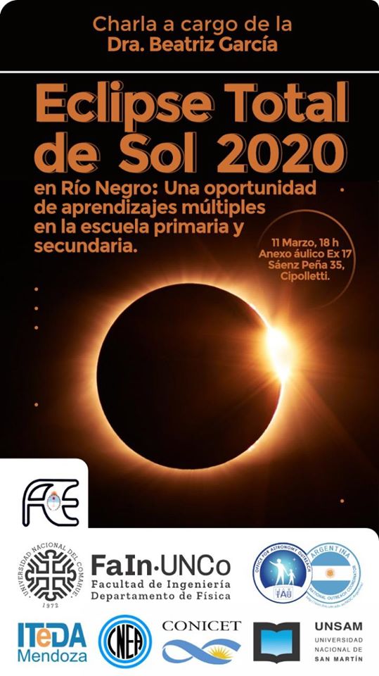 CONFERENCIAS SOBRE EL ECLIPSE TOTAL DE SOL 2020 EN LA UNIVERSIDAD NACIONAL DEL COMAHUE