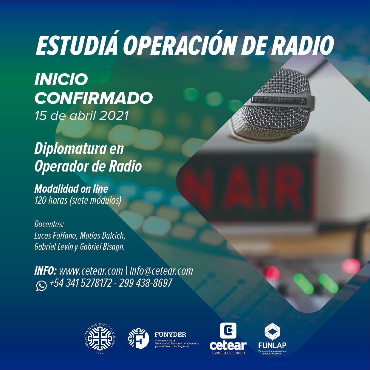 LA UNIVERSIDAD DEL COMAHUE IMPLEMENTARÁ LA DIPLOMATURA EN OPERACIÓN DE RADIO