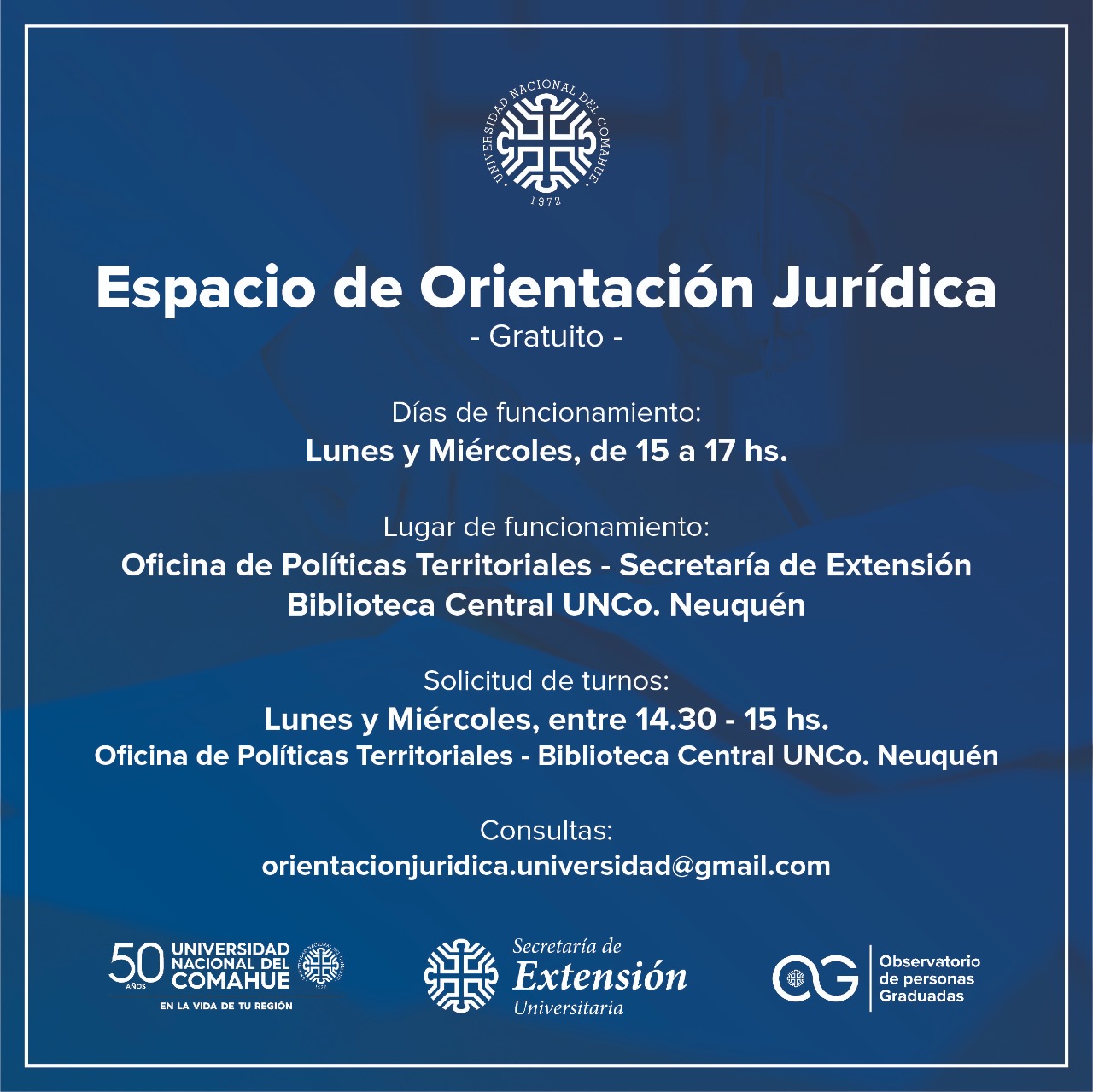 COMIENZA A FUNCIONAR EL ESPACIO DE ORIENTACIÓN JURÍDICA