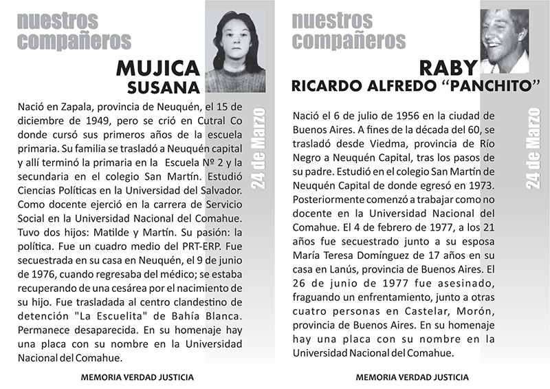 BALDOSAS POR LA MEMORIA EN HOMENAJE A SUSANA MUJICA Y RICARDO RABY