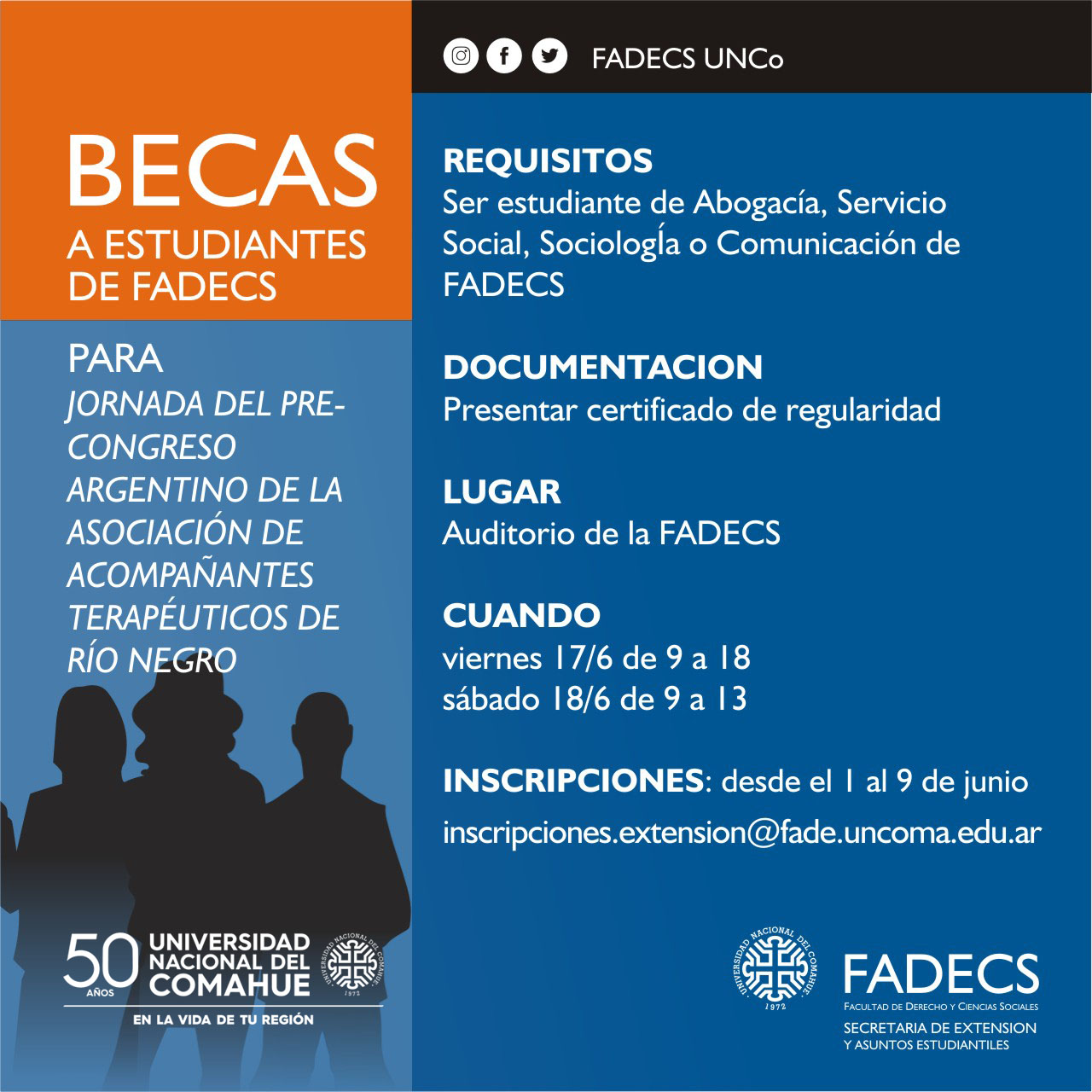 BECAS ESTUDIANTILES PARA ASISTIR A JORNADA DE ACOMPAÑANTES TERAPÉUTICOS