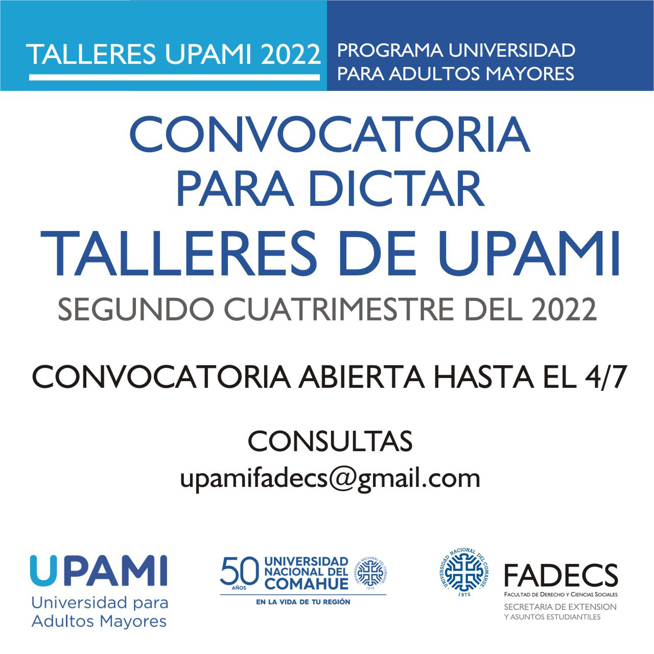 SE RECIBEN PROPUESTAS PARA LOS TALLERES UPAMI