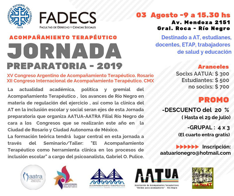 ACOMPAÑAMIENTO TERAPÉUTICO- JORNADA PREPARATORIA 2019