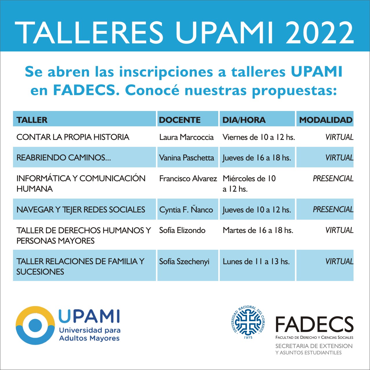 YA INSCRIBEN A LOS TALLERES UPAMI