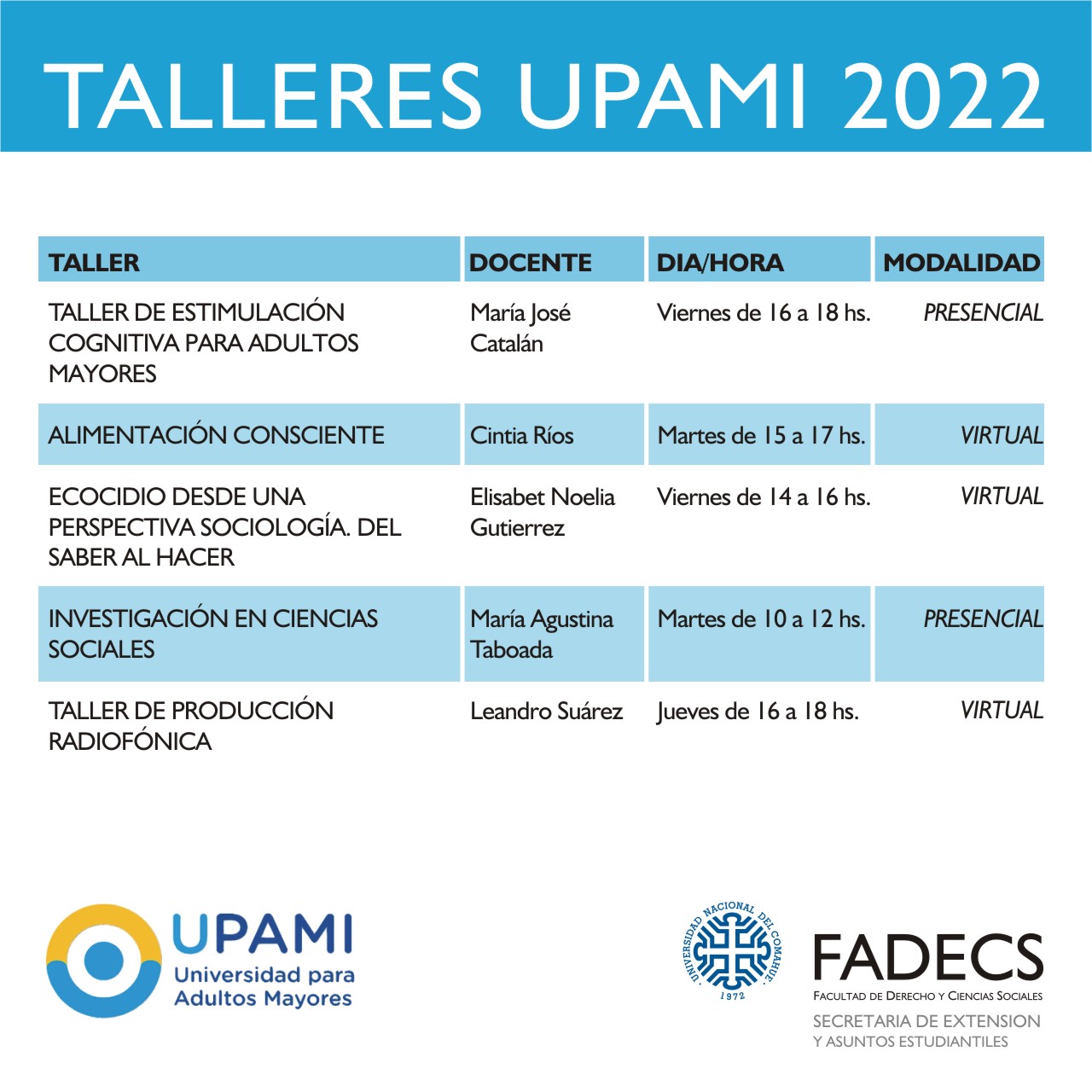 YA INSCRIBEN A LOS TALLERES UPAMI