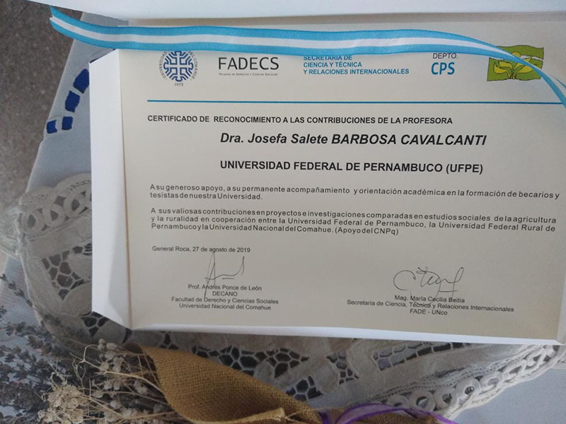 RECONOCIMIENTO A LA PROFESORA DRA. JOSEFA SALETE BARBOSA CAVALCANTI