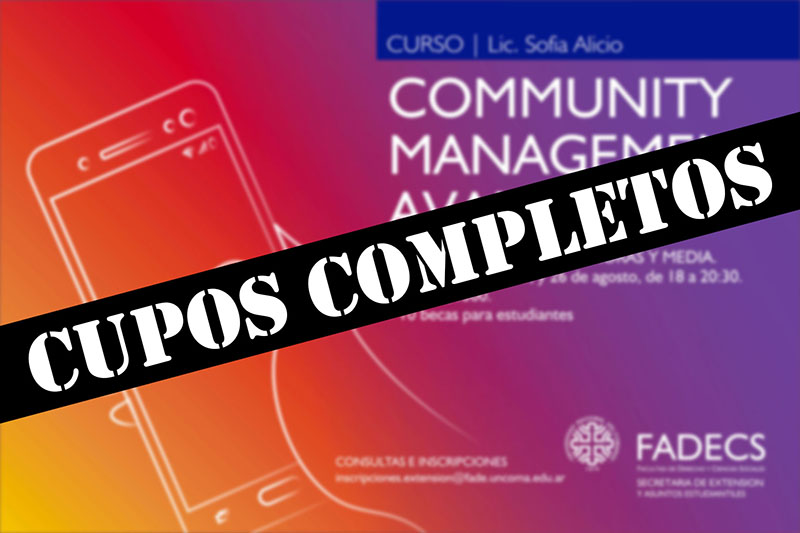 CERRARON LAS INSCRIPCIONES AL CURSO COMMUNITY MANAGEMENT AVANZADO