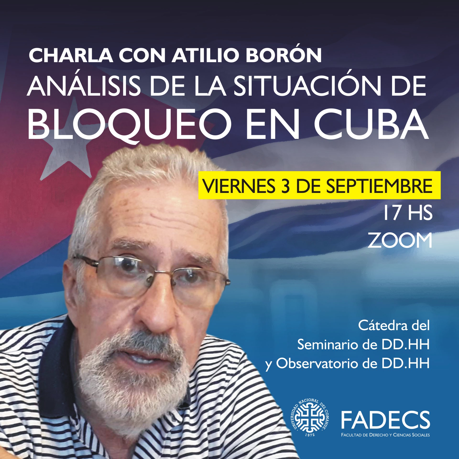 Se reprogramó la Charla con Atilio Borón