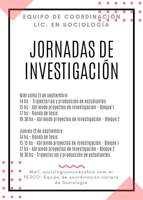 JORNADAS DE INVESTIGACIÓN DE SOCIOLOGÍA