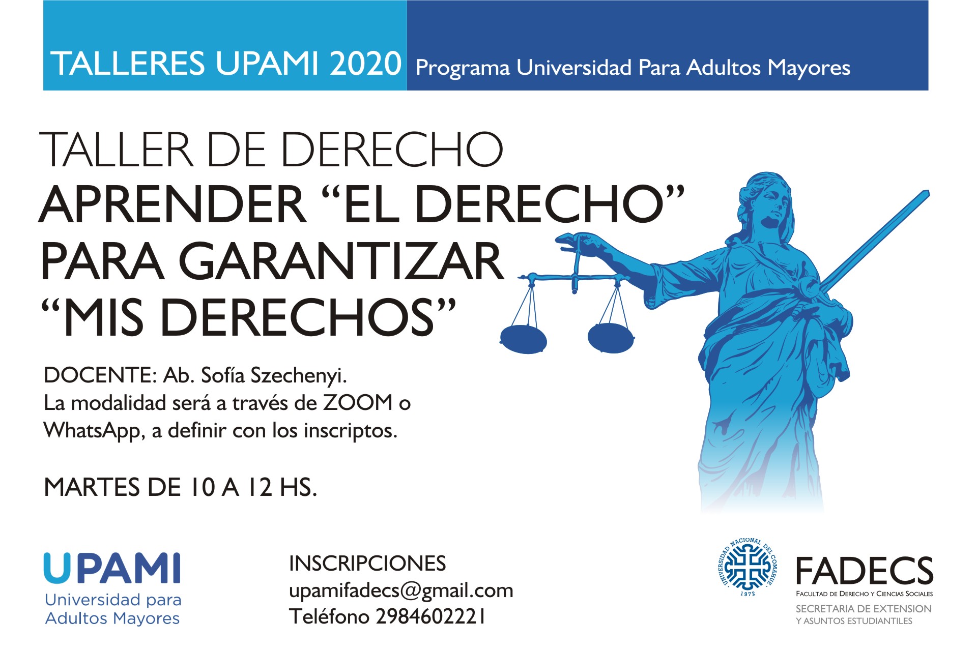 INSCRIPCIÓN A LOS TALLERES UPAMI 2020 